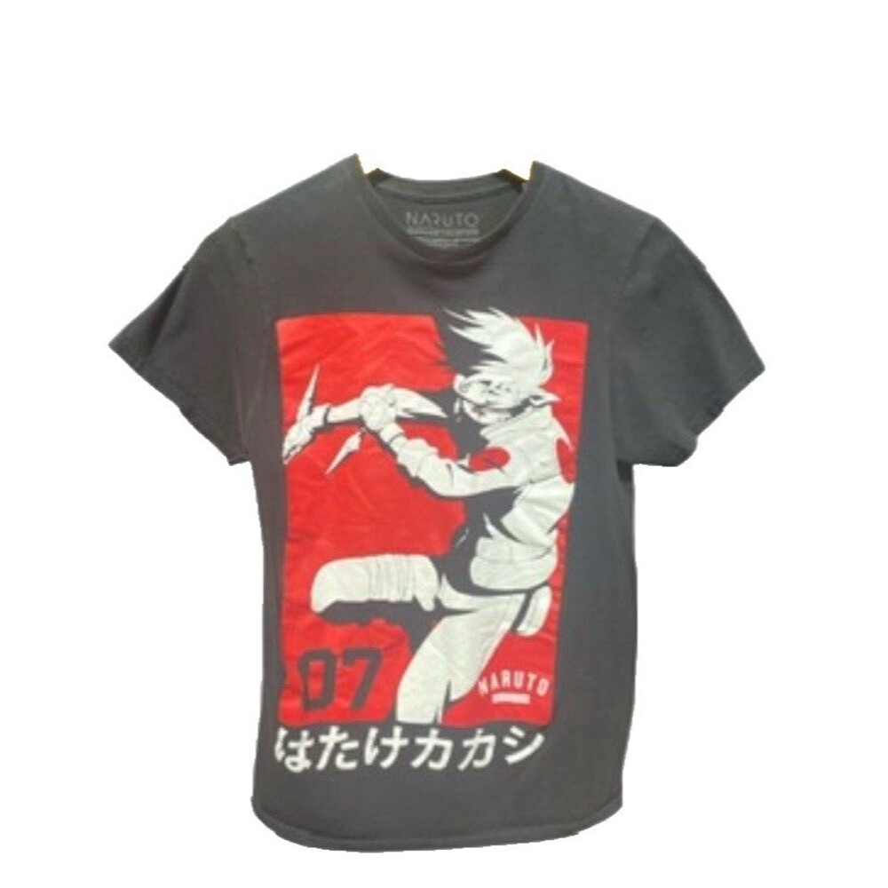 NARUTO Shippuden Collection Shirt Mens Black Anime Graphic Logo Cotton Small